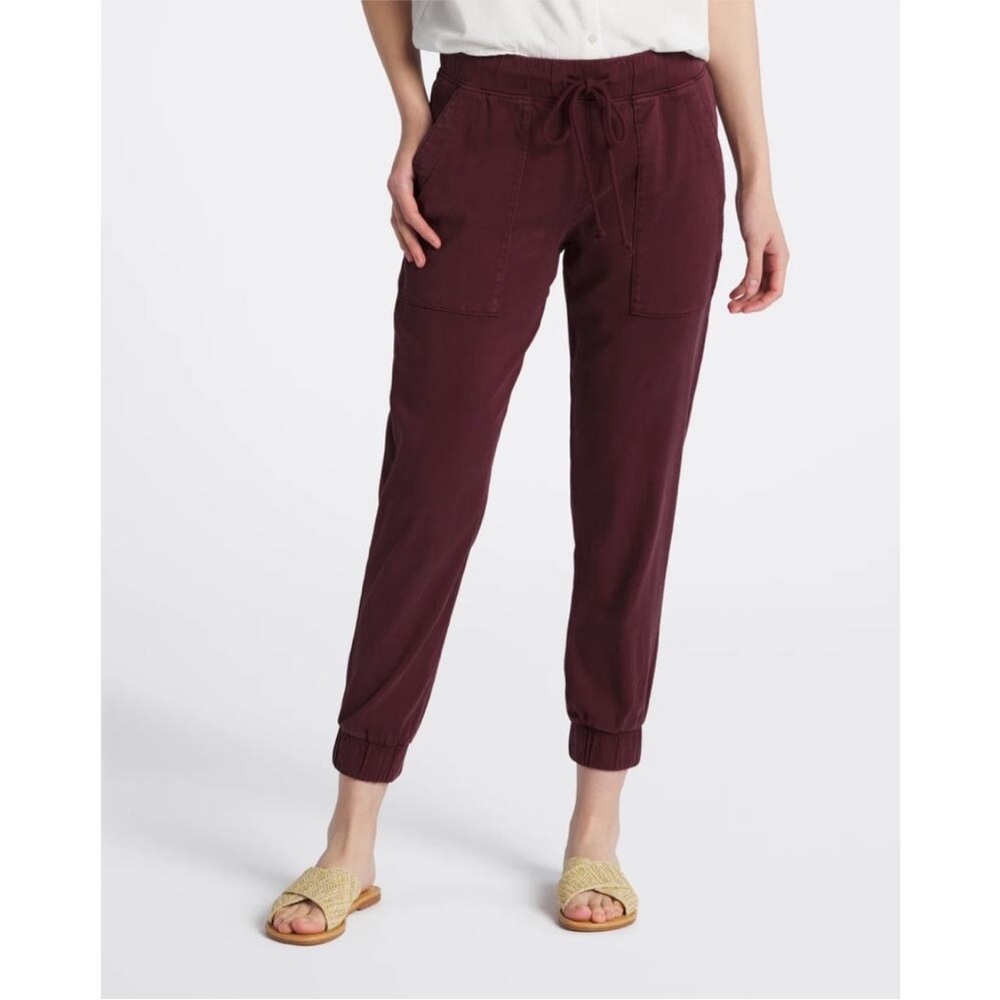 Bella Dahl Tencel Lyocell Pocket Eco Jogger Pant in Burgundy Red Purple S